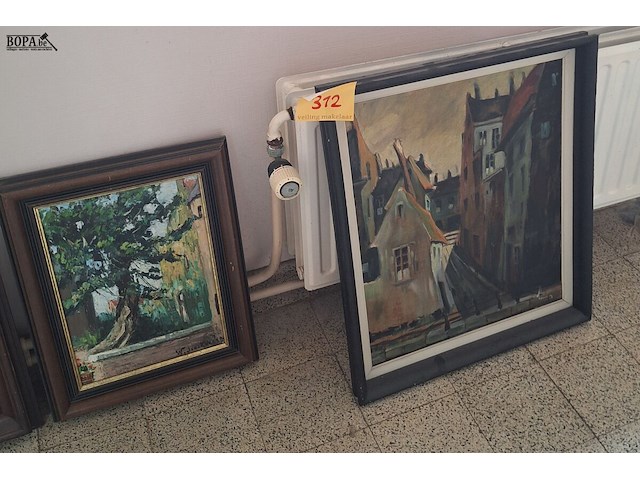 Lot 312 - schilderijen. 3 stuks - afbeelding 1 van  2