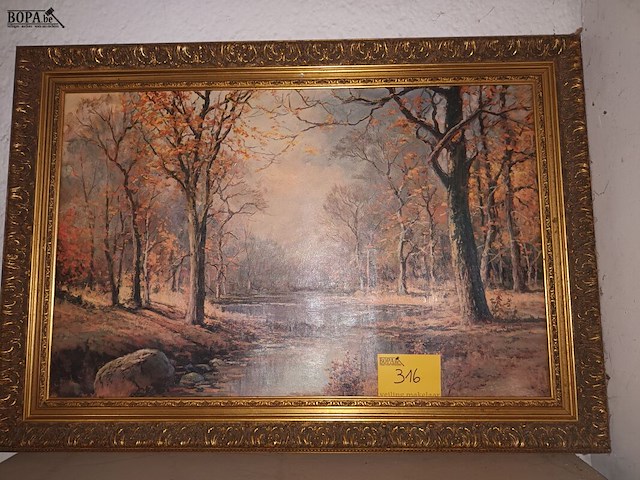 Lot 316 - schilderij bos en rivier - afbeelding 1 van  4
