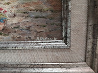 Lot 32 - schilderij olieverf bloementuin de block 38*32 - afbeelding 3 van  3