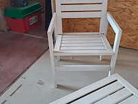 Lot 32 - vintage tuinset wit: plastiek en hout - afbeelding 3 van  6