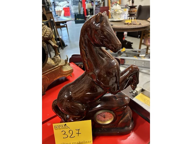 Lot 327 - retro decoratieve klok - paard - afbeelding 3 van  3