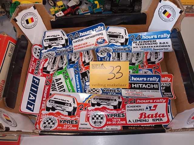 Lot 33 - rally ieper stickers, jaren ‘70. 21 stuks - afbeelding 1 van  5