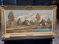 Lot 33 - schilderij landelijk tafereel ray - 19de eeuw in decoratieve - afbeelding 1 van  1