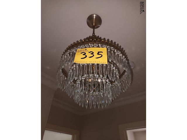 Lot 335 - luster in koper met kristallen - afbeelding 2 van  3