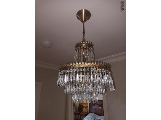 Lot 335 - luster in koper met kristallen - afbeelding 3 van  3