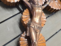 Lot 336 - grote houten kruisbeelden 53 en 80 cm 2 stuks - afbeelding 3 van  5