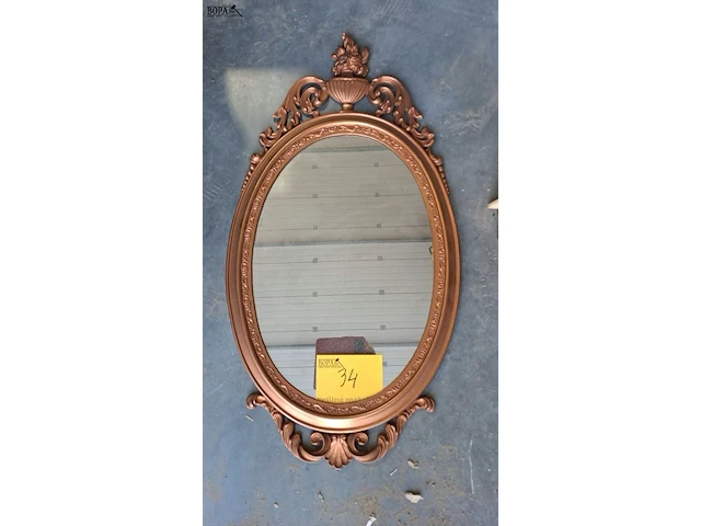 Lot 34 - decoratieve wandconsole met spiegel in barok koperkleur afwe - afbeelding 1 van  3