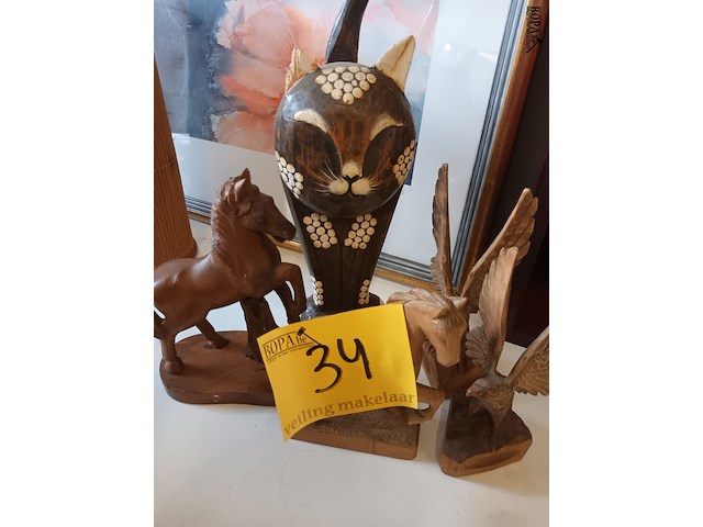 Lot 34 - houten dieren deco.5 stuks - afbeelding 1 van  5
