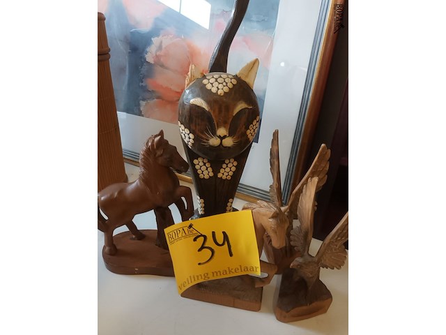 Lot 34 - houten dieren deco.5 stuks - afbeelding 2 van  5