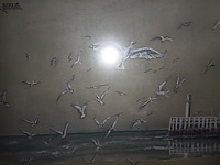 Lot 34 - tekening meeuwen aan de pier - afbeelding 2 van  3