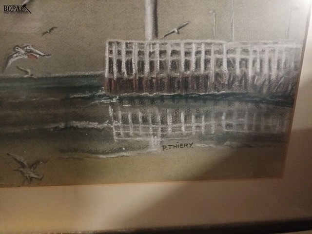 Lot 34 - tekening meeuwen aan de pier - afbeelding 3 van  3