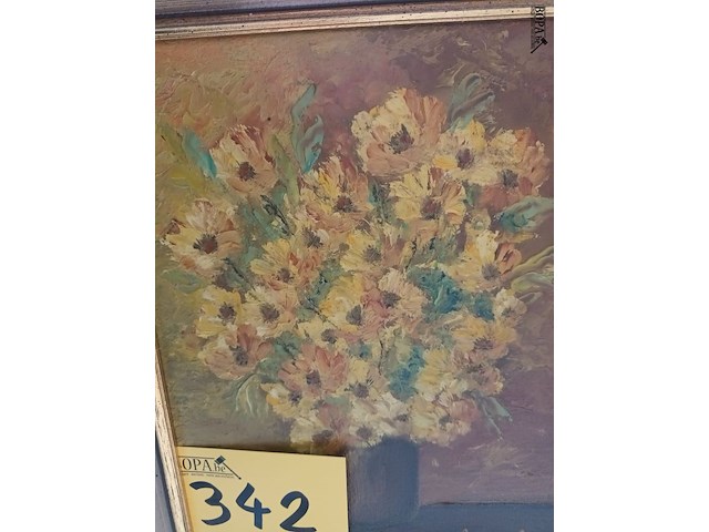 Lot 342 - schilderij bloemen - afbeelding 2 van  3