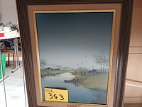 Lot 343 - schilderij landschap met beek - afbeelding 1 van  3