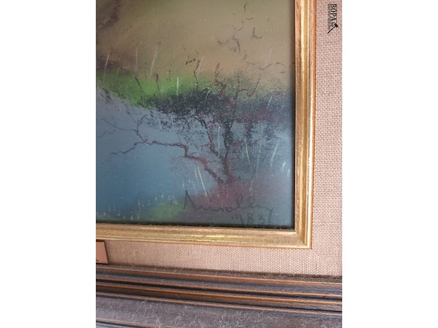 Lot 343 - schilderij landschap met beek - afbeelding 3 van  3