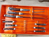 Lot 347 - vintage bestekset met imitaiegewei, 9 stuks - afbeelding 2 van  2