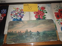 Lot 35 - beschilderde plankjes. 7 stuks - afbeelding 3 van  4