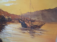 Lot 350 - schilderij met boten - afbeelding 3 van  4