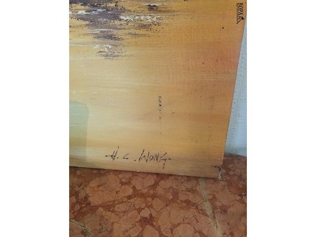 Lot 350 - schilderij met boten - afbeelding 4 van  4
