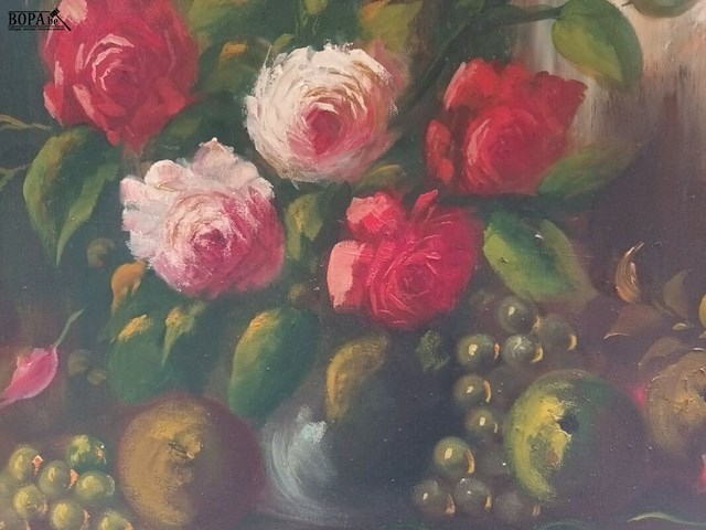Lot 352 - schilderij stilleven rozen - afbeelding 2 van  4