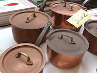 Lot 352 - steelpannen in rood koper. 5 stuks - afbeelding 2 van  5
