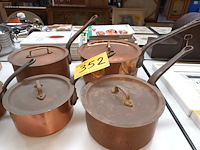 Lot 352 - steelpannen in rood koper. 5 stuks - afbeelding 3 van  5