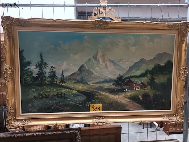 Lot 354 - schilderij berglandschap - afbeelding 1 van  5
