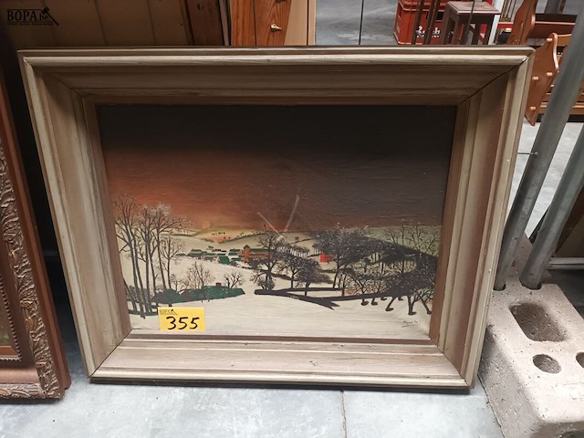 Lot 355 - schilderij sneeuwlandschap - afbeelding 1 van  3