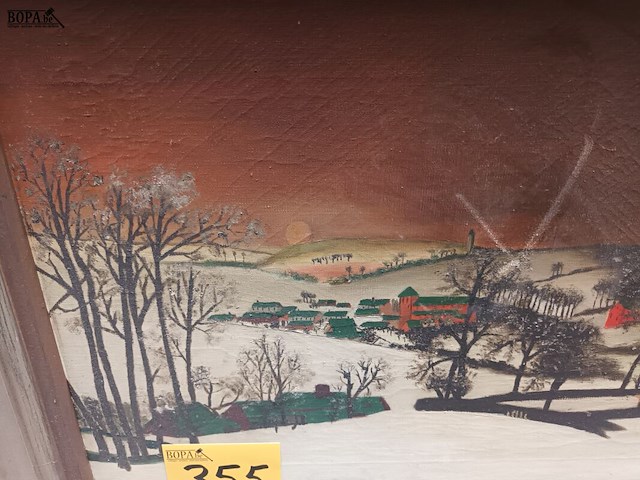 Lot 355 - schilderij sneeuwlandschap - afbeelding 2 van  3