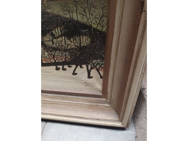 Lot 355 - schilderij sneeuwlandschap - afbeelding 3 van  3