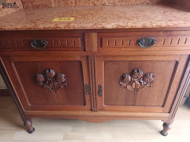 Lot 356 - antieke kast met marmer en spiegel - afbeelding 2 van  7