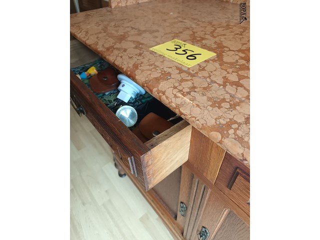 Lot 356 - antieke kast met marmer en spiegel - afbeelding 5 van  7