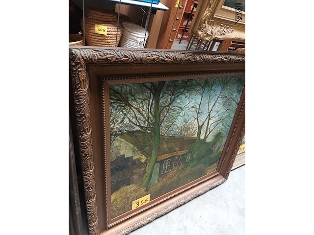 Lot 356 - schilderij huis tussen bomen - afbeelding 4 van  4