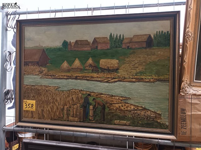 Lot 358 - schilderij oogstlandschap - afbeelding 1 van  4
