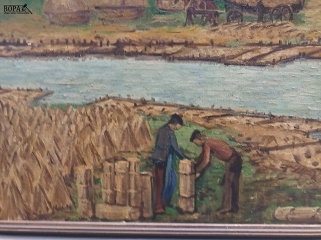Lot 358 - schilderij oogstlandschap - afbeelding 3 van  4