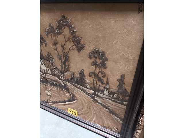 Lot 359 - schilderij landschap met zwanen - afbeelding 4 van  4