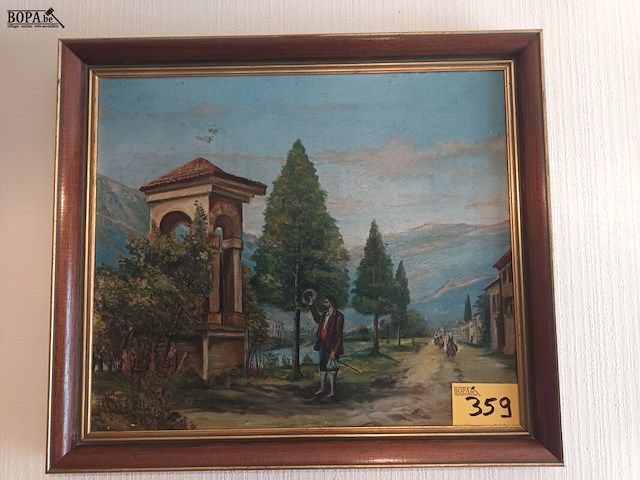 Lot 359 - schilderij wandelaars - afbeelding 1 van  5