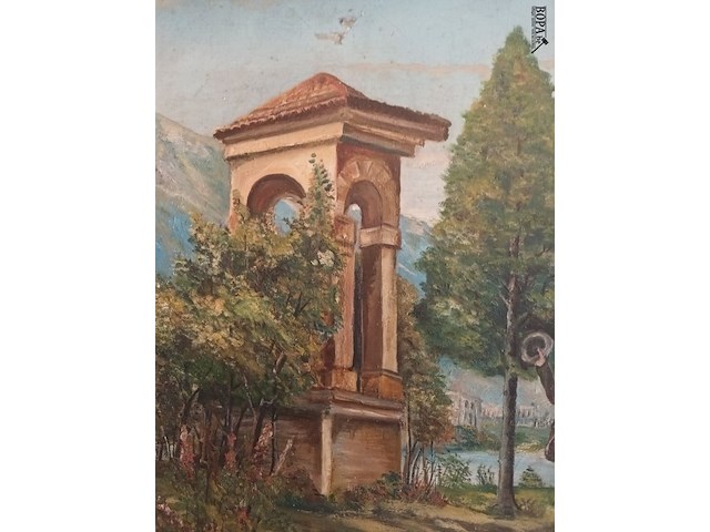 Lot 359 - schilderij wandelaars - afbeelding 2 van  5