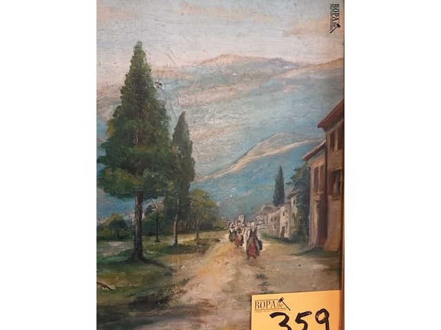 Lot 359 - schilderij wandelaars - afbeelding 4 van  5
