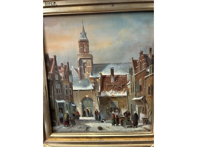 Lot 37 - schilderij tafereel get. - afbeelding 2 van  2