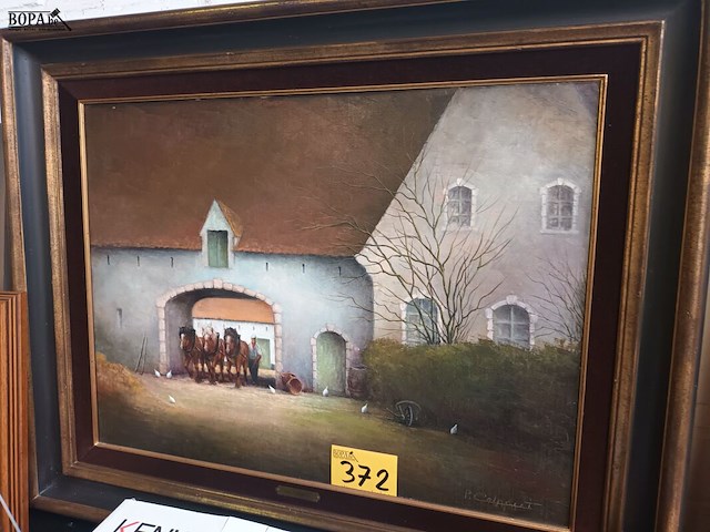 Lot 372 - schilderij boerenpaarden - afbeelding 4 van  4
