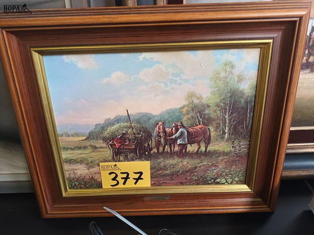 Lot 377 - schilderij paarden - afbeelding 1 van  3