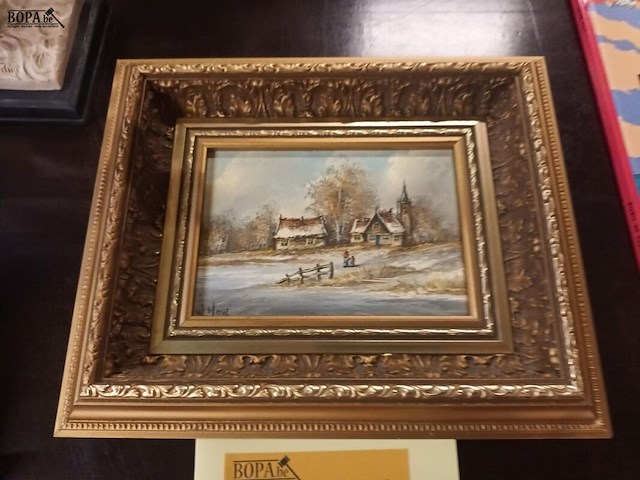 Lot 378 - schilderij in vergulde lijst. 2 stuks - afbeelding 3 van  4