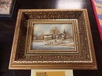 Lot 378 - schilderij in vergulde lijst. 2 stuks - afbeelding 3 van  4