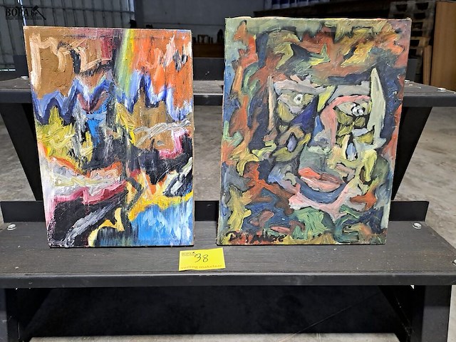 Lot 38 - duo abstract schilderijen de falkere - afbeelding 1 van  3