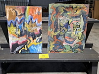 Lot 38 - duo abstract schilderijen de falkere - afbeelding 1 van  3