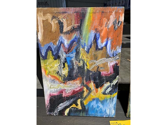 Lot 38 - duo abstract schilderijen de falkere - afbeelding 2 van  3