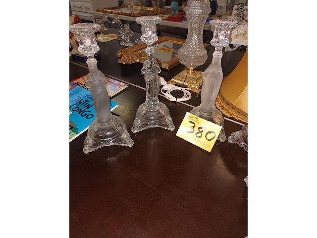 Lot 380 - kandelaars in glas. 6 stuks - afbeelding 2 van  4