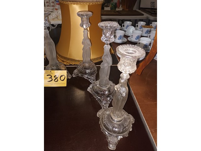 Lot 380 - kandelaars in glas. 6 stuks - afbeelding 3 van  4