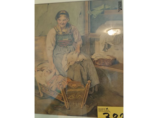 Lot 382 - kader moeder met wieg - afbeelding 2 van  3