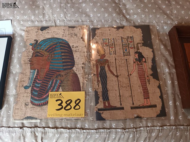 Lot 388 - egypte papyrus. 2 stuks - afbeelding 1 van  3